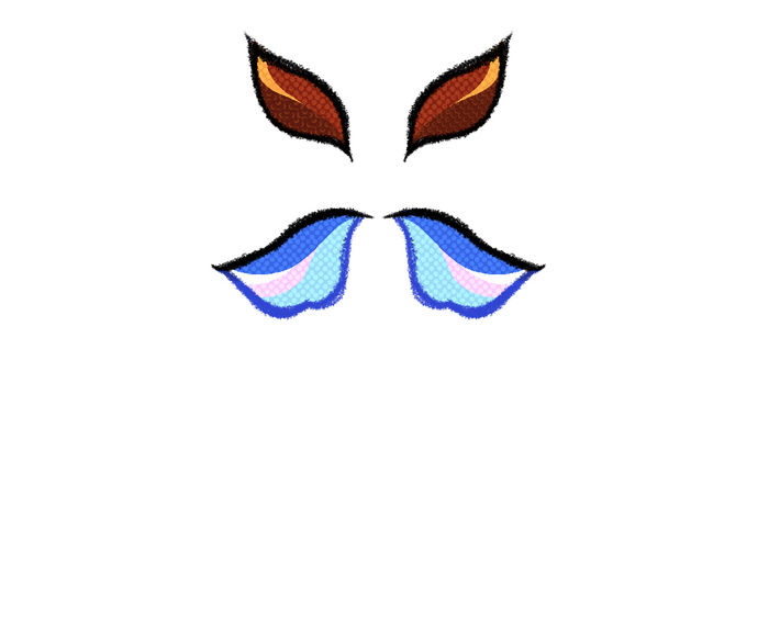 Eyes share the same colored scleras, but have lighter colored pupils. Large concentrations of caffeine in their dough result in eyes having a cat-eyed slit. They don't require much sleep either.